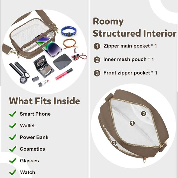 Clear Crossbody Bag, Stadium Approved Clear Purse Bag for Concerts Sports Events - Picture 4 of 9